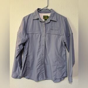 Cabela’s Guidewear Women’s Nylon Fishing Shirt Detachable Sleeve Blue M EUC